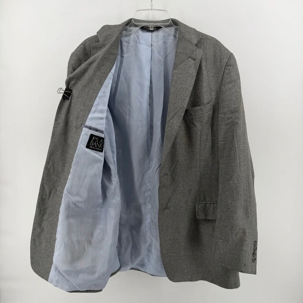 Jos. A. Bank Sport Coat Mens 42L Gray 100% Silk Signature Collection Blazer